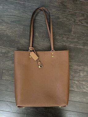 Coach Plaza Brown Pebble Polished Leather Tote/Shoulder Bag #A2080-88341